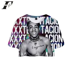 XXXTENTACION 3d принт укороченная футболка женская летняя короткая футболка Kawaii Женская Повседневная Harajuku 2019 плюс размер одежда