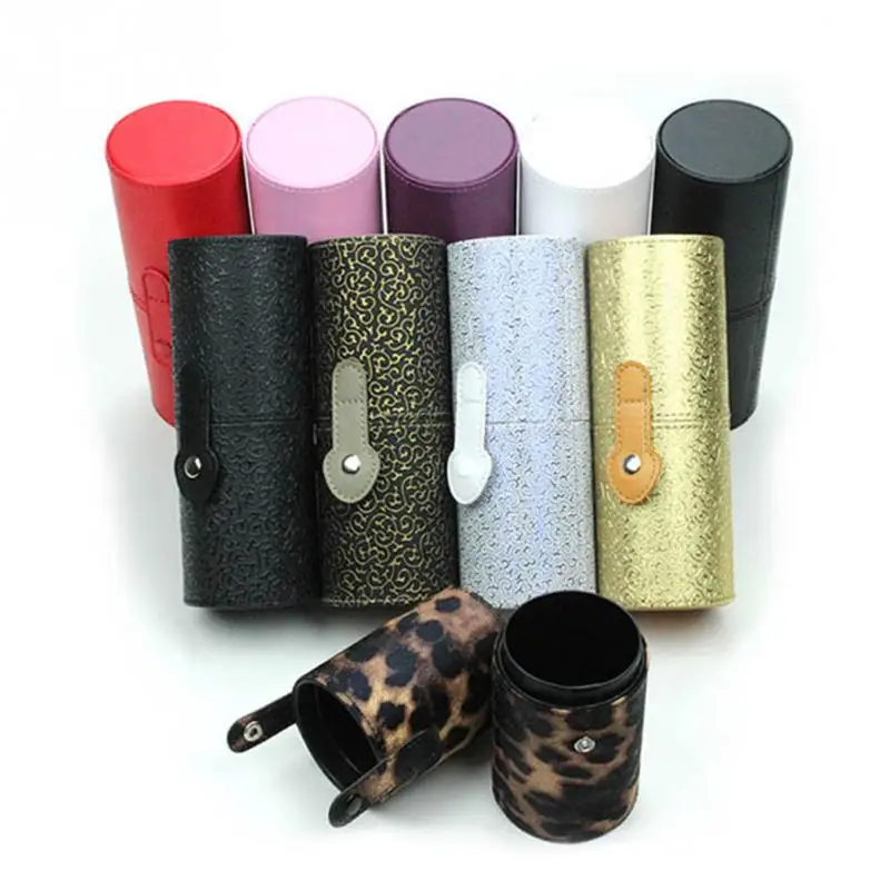 

Makeup Brush Holder PU Leather Cosmetic Cup Case Pen Empty Storage Box Organizer Makeup Brush Holder For Travel 11 Colors