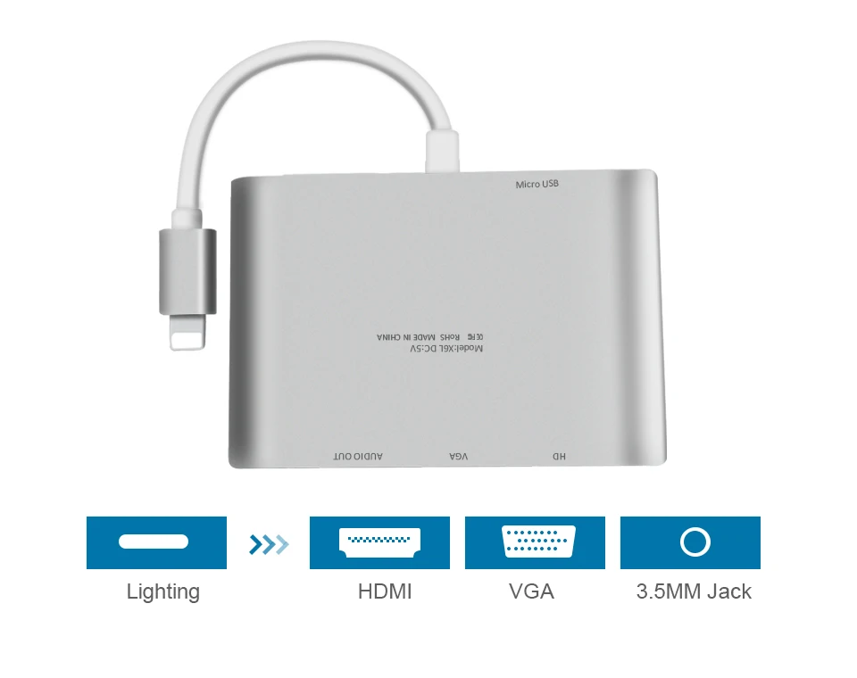 Для освещения к HDMI vga-разъем аудио ТВ Кабельный адаптер-переходник для iPhone X iPhone 8 Plus, 7, 7 Plus, 6, 6 S, для iPad серии YH2