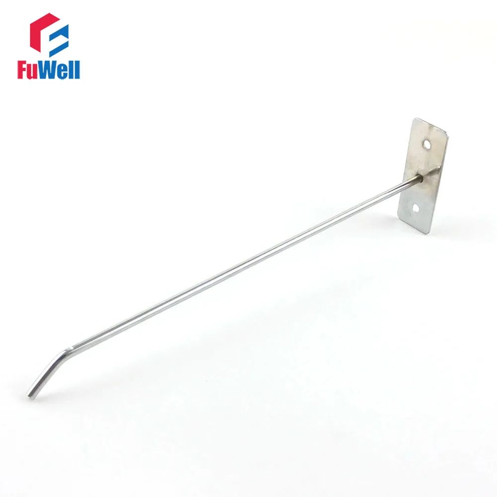 Placa da Parede Gancho de Metal Cromado-banhado a Montagem na Parede de Exibição Supermercado Ganchos Gancho 10 Pcs 250mm