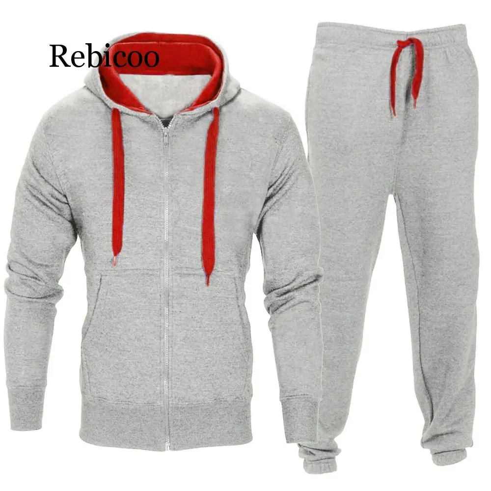 

Tracksuit Men Set Sporting Two Pieces Sweatsuit Mens Clothes Printed Hooded Hoodies Jacket + Pants Track Suit Male