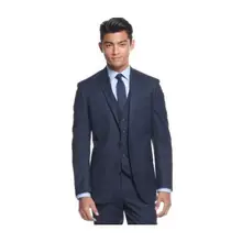 Мужской темно-синий костюм модные свадебные смокинги для жениха/деловые костюмы шафера ужин итальянский смокинг одежда(куртка+ брюки+ жилет+ галстук