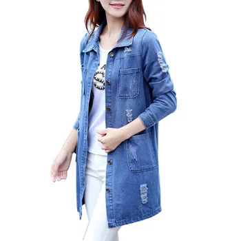 

Women Autumn Fashion Jeans Coat Loose Denim Blouses Long Sleeve Shirts Casual Clothing Plus Size S-5XL Spring Coats