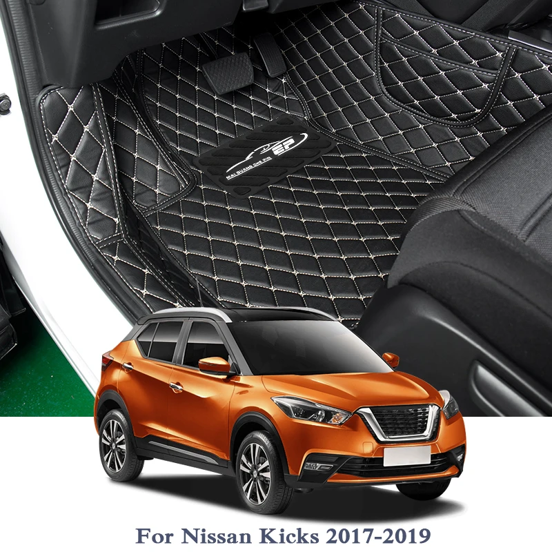 

Car Styling Leather Car Floor Mats For LHD Nissan Kicks 2017-2019 Auto Foot Pads Automobile Carpet Cover Internal Accesseries