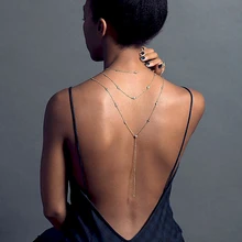 Fashion New Design Crystal Backdrop Necklace Back Chain Gold an Silver Color Backless Dress Accessories  Jewelry Bridal
