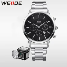 WEIDE Luxury Big Black Mens Watches Japan Quartz Movement Full Stainless Steel 3ATM Waterproof Fashion Wrist Watch Analog Clock WEIDE Luxury Big Black Mens Watches Japan Quartz Movement Full Stainless Steel 3ATM Waterproof Fashion Wrist Watch Analog Clock