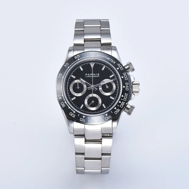 39 мм Parnis Мужские кварцевые часы с хронографом Топ люксовый бренд бизнес часы сапфировое стекло водонепроницаемые мужские часы - Цвет: Коричневый