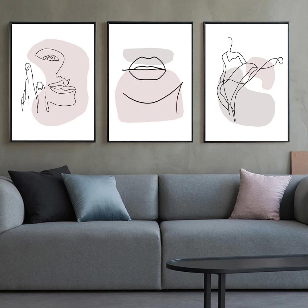 Abstract Canvas Art Print Woman Abstract Ink Lines Poster Pop Art Canvas Painting For Living Room Modern Hanging Nordic Unframed