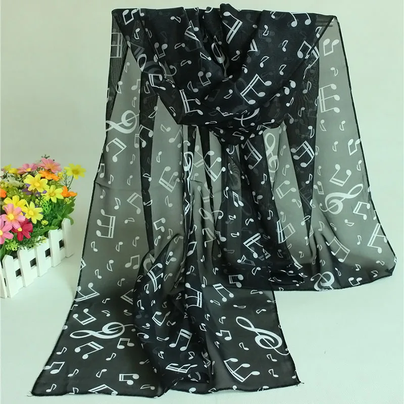 

ACC Shawl Wrap Women Scarf Music Note Printed Lady Chiffon Silk Scarf Apparel & Accessories Fashion AIC88