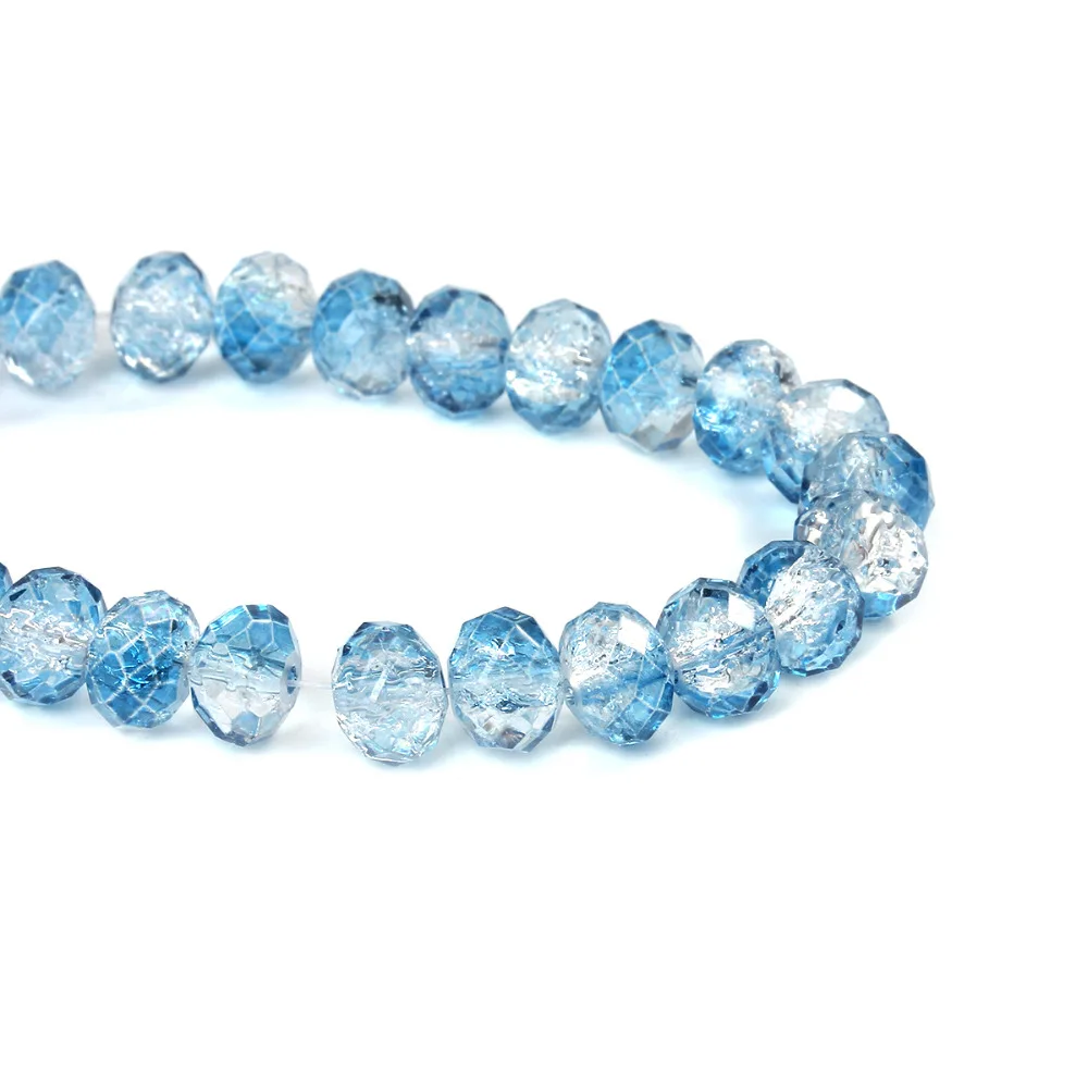 DoreenBeads Crystal Glass Loose Beads Round Navy Faceted Crackle About 8mm Dia,Hole about1.5mm