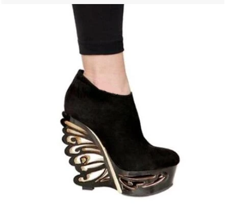 

Free Shipping Autumn Winter Women Fashion Suede Boots Strange High Heel Sexy Black Ankle Boots Women Graceful Nightclub Boots