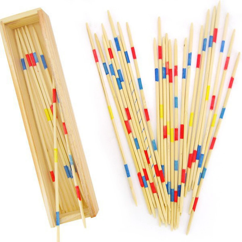 

1Pc Wooden Traditional Mikado Spiel Pick Up Sticks With Box Game Spillikin Game Baby Educational stick Souptoys Multiplayer Game
