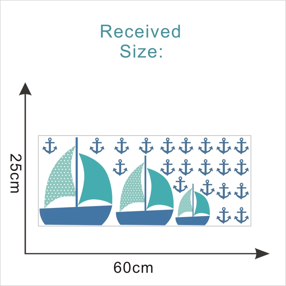 Мультфильм парусник и якорь стикер для настенного искусства винилы наклейки своими руками для детской комнаты, спальни, гостиной, декора дома - Цвет: CCS4018A