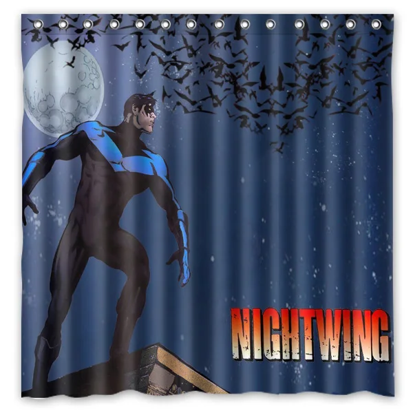 Товары для ванной комнаты полиэстер ткань Nightwing Робин занавески для душа с принтом водонепроницаемые моющиеся занавески 7"* 72" 12 Крючки ПВХ
