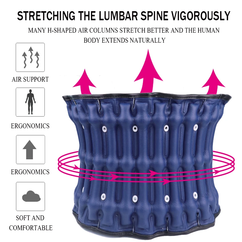 Регулируемый поводок Поясничный ортопедический пояс Талия Женский надувной задний Поясничный фиксированный фиксатор Поддержка Пояс облегчение боли Массажер
