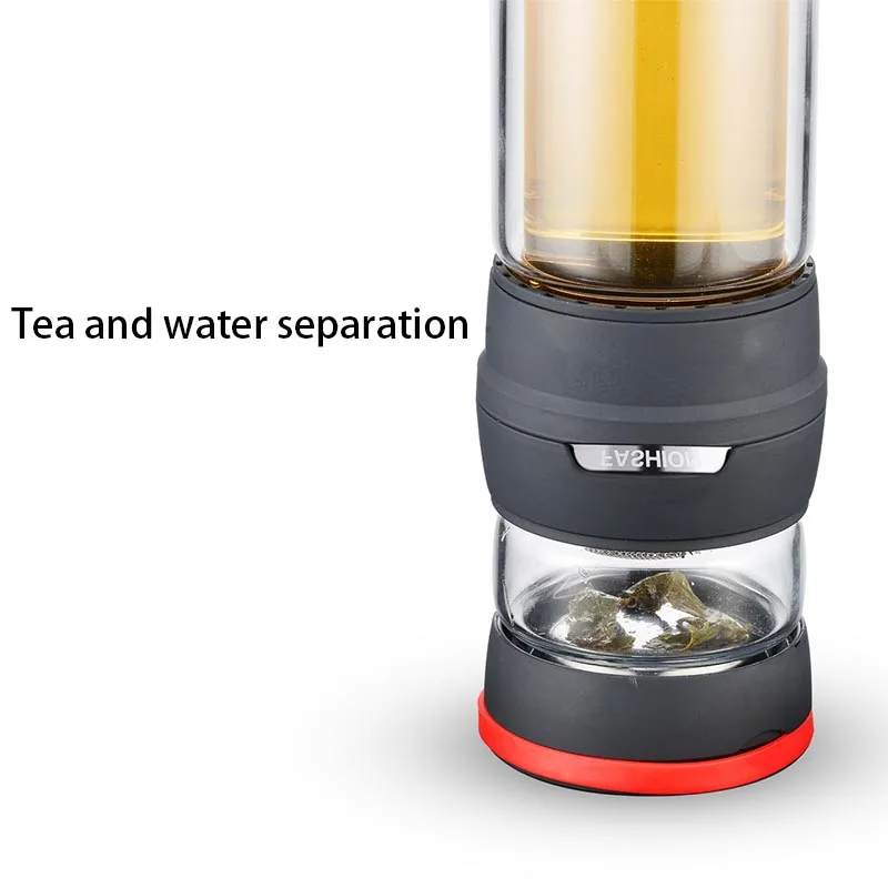 450 мл портативный чай для заваривания чайник прозрачная стеклянная бутылка для воды с фильтром из нержавеющей стали с двойными стенками волшебный чайник чашка для чая стакан