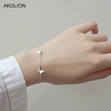 Горячая серебряная двойная цепь с плетением «бабочка» браслет 925 животное регулируемые браслеты шармы& Banglesfor Женщины Девушки Дети подарки