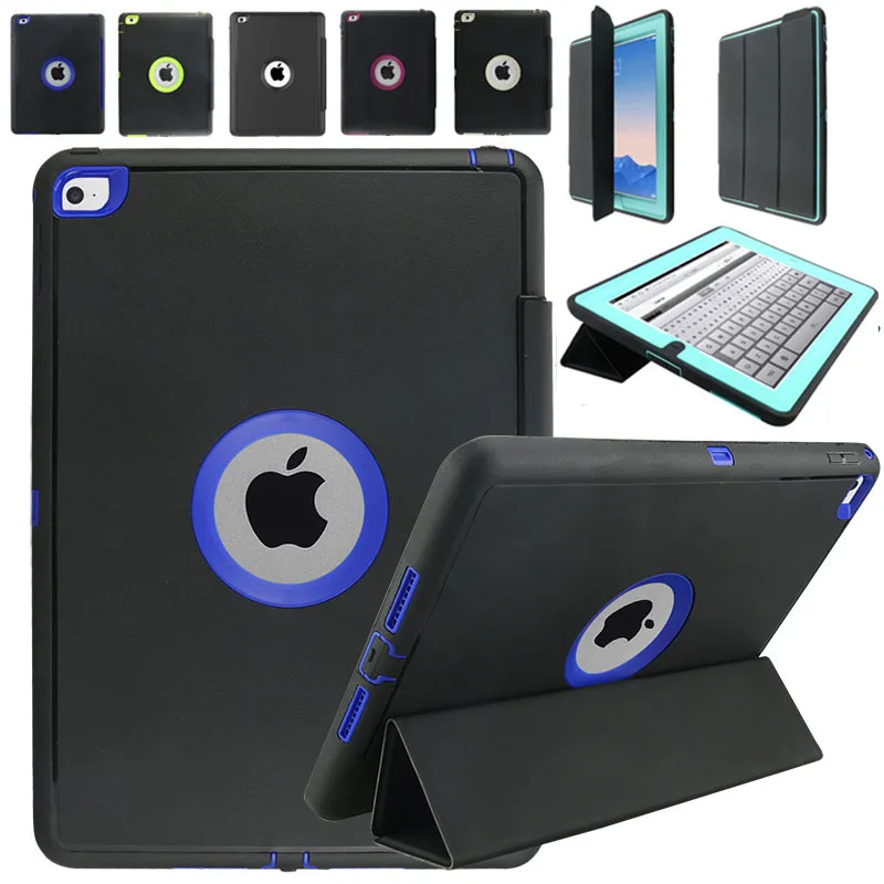 

Armor Heavy Duty Shockproof Hard Case for air 2 Full Protection Flip Leather Cover with Auto Wake/Sleep Function