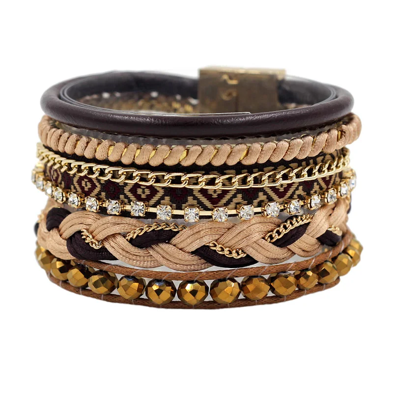 2016 pulseras Multi layer Leather Wide font b Bracelets b font font b b font Bangles