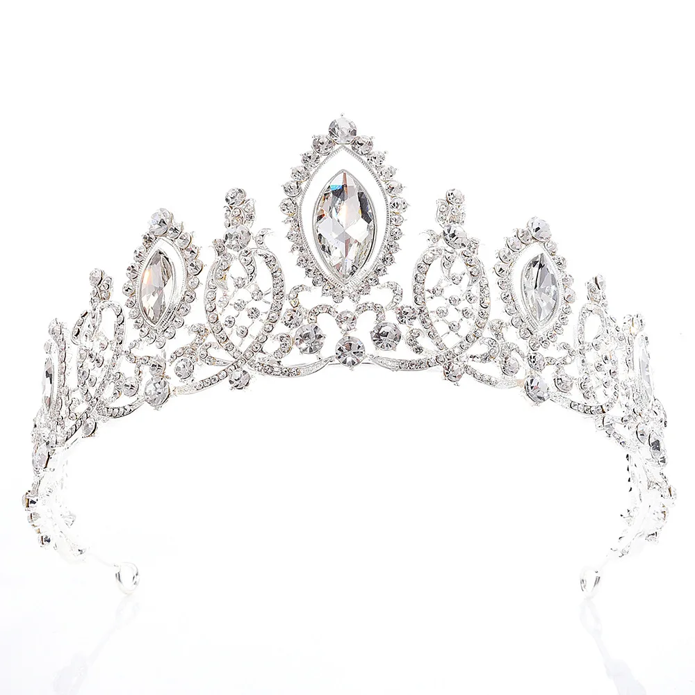 Роскошный Блестящий Кристалл корона принцессы ободок большие стразы Корона свадебная тиара для женщин Свадебные украшения для волос