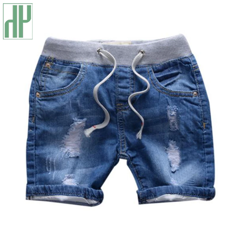 Летние шорты для маленьких мальчиков; пляжные джинсовые детские короткие штаны; джинсовые шорты для маленьких девочек; Детские однотонные повседневные брюки