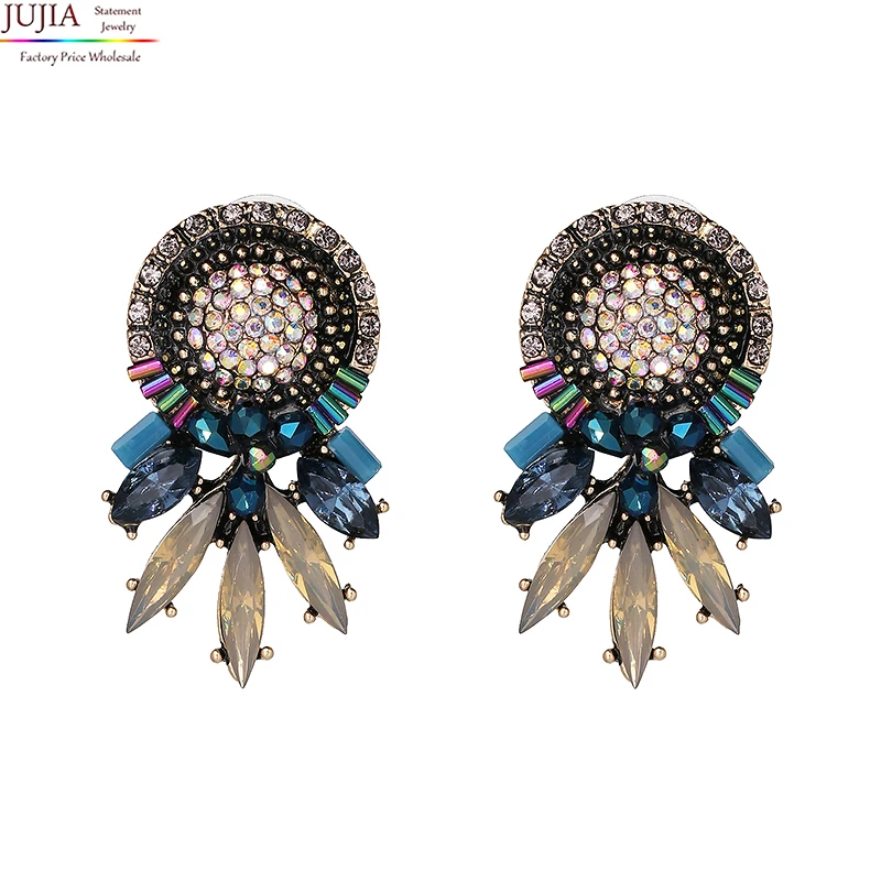 JUJIA NEW Women Fashion Jewelry 2017 style Earrings Handmade Rhinestone sweet stud crystal earrings for women girl | Украшения и