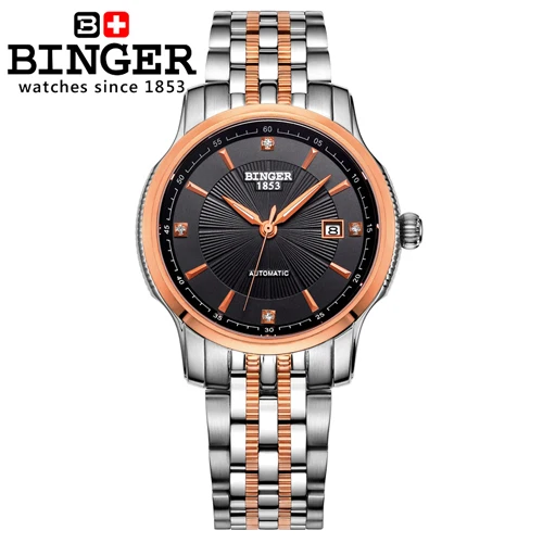 Швейцарские часы BINGER, мужские роскошные брендовые автоматические механические наручные часы, полностью из нержавеющей стали BG-0405-6 - Цвет ремешка: Item 3