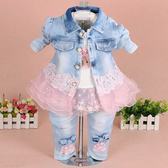 baby girl clothes spring autumn denim newborn girl clothing set 3pcs baby clothes girl birthday kids baby clothing sets