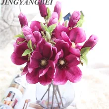 Высокое качество шелковые цветы Орхидея Магнолия одна ветка искусственные цветы для украшения дома свадебное украшение