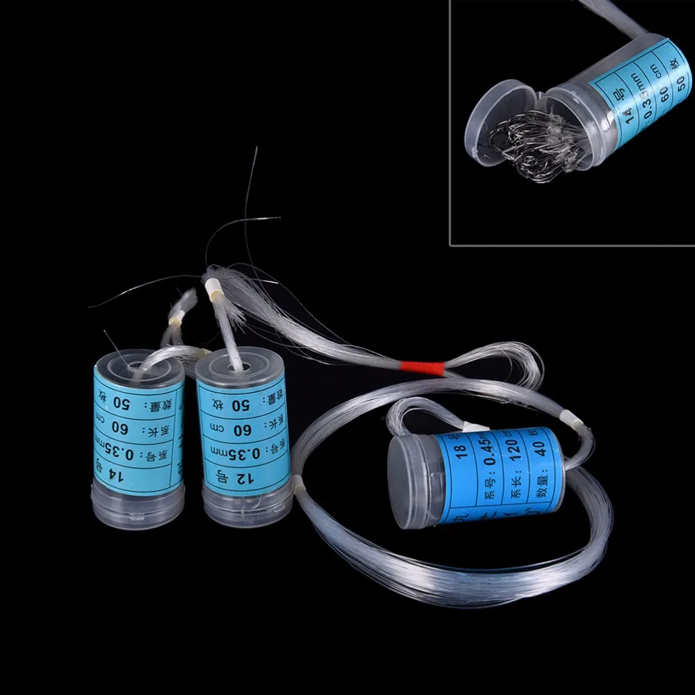 

1Pc High Carbon Steel Fishing Hook With Lines And Bucket Carp Fly Tackle Peche Fish Worm Jig Lead Head Wire Line Tied Bait