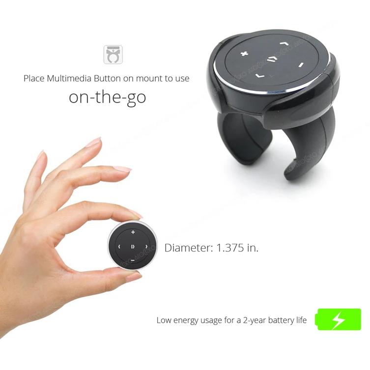 Wireless-Bluetooth-Media-Button-Mount-Remote-Car-Motorcycle-Bike-Steering-Wheel-Selfie-Siri-Control-Music-for