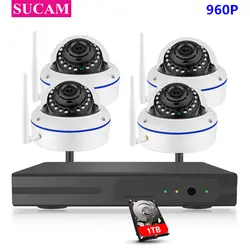 SUCAM 4CH CCTV Системы Беспроводной 960 P NVR 4 шт. 1.3MP ИК P2P купол Wi-Fi ip-cctv безопасности Камера Системы комплект видеонаблюдения 1 ТБ HDD
