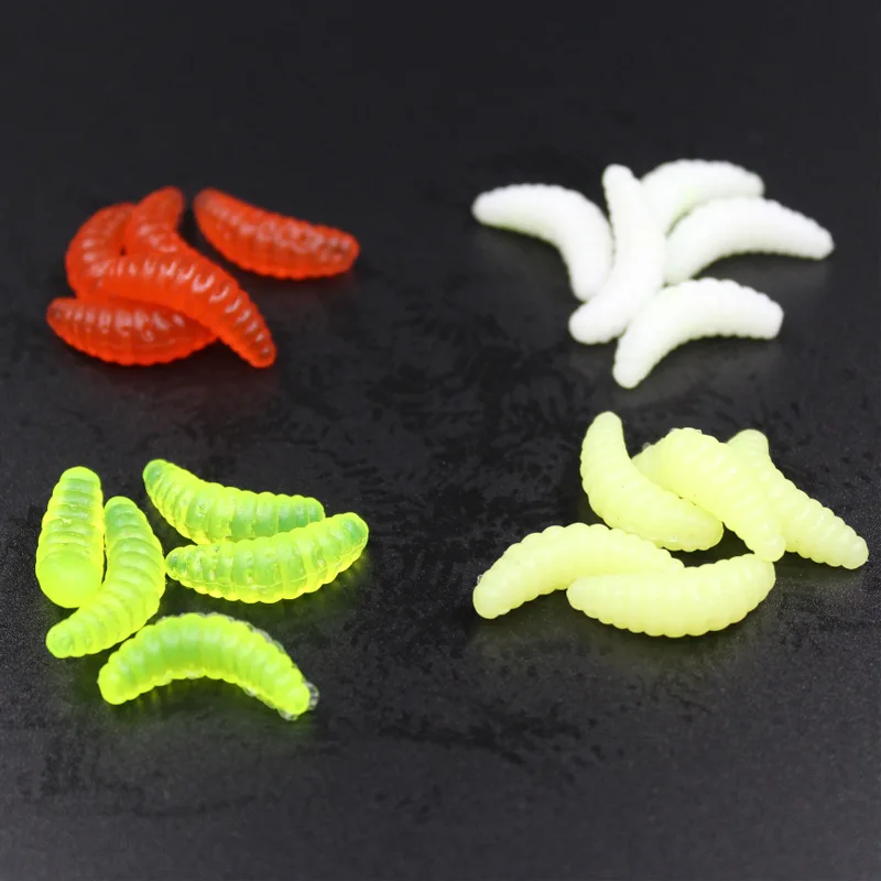 10 шт./лот силиконовая приманка Maggot Grub мягкие приманки Минни запах Красный червь
