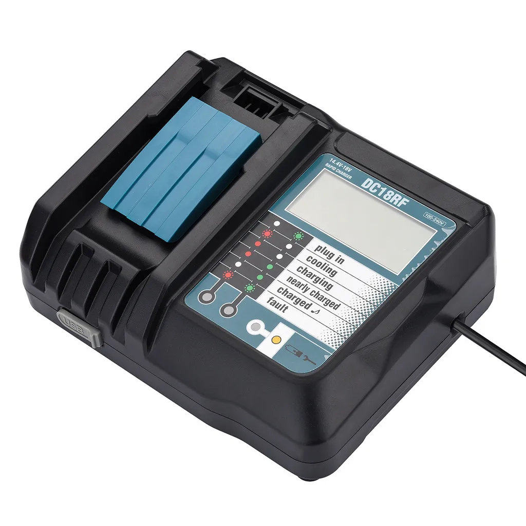 DC18RF Li ion Battery Charger 2.1A Charging for Makita 14.4V 18V BL1830