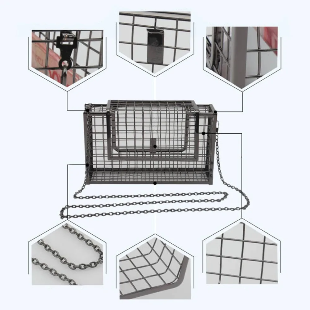 Женская вечерняя сумка с металлической полой клеткой, сумки через плечо, клатч, сумочка
