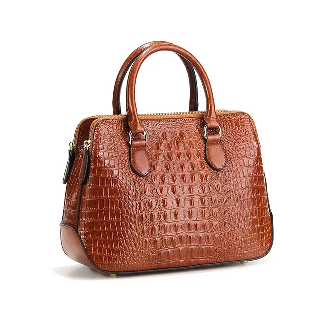 QIAOBAO 2018 New Genuine Leather handbags luxury crocodile pattern oil ...