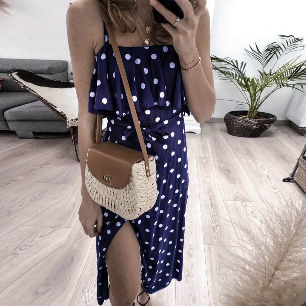 Vestidos женское летнее платье сексуальное винтажное с ремешками оборки открытые