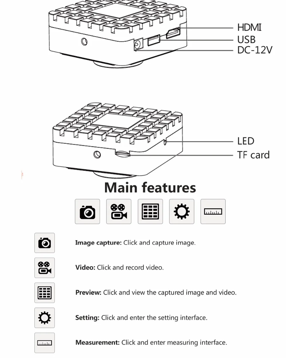 1080P 12MP 4K UHD HDMI 3840*2160 Industrial Digital C mount Video Microscope Camera TF Video Image Storage Measurement Function 20
