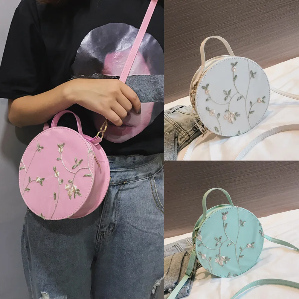 

Maison Fabre PU Mini Round Bags For Women 2018 Handbags Small Messenger Bag Embroidery Flower Shoulder Bags Ladies handbag spt26