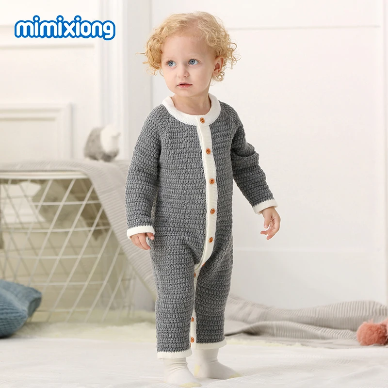 Buy Solid Color Baby Unisex Knitted Romper Spring Long