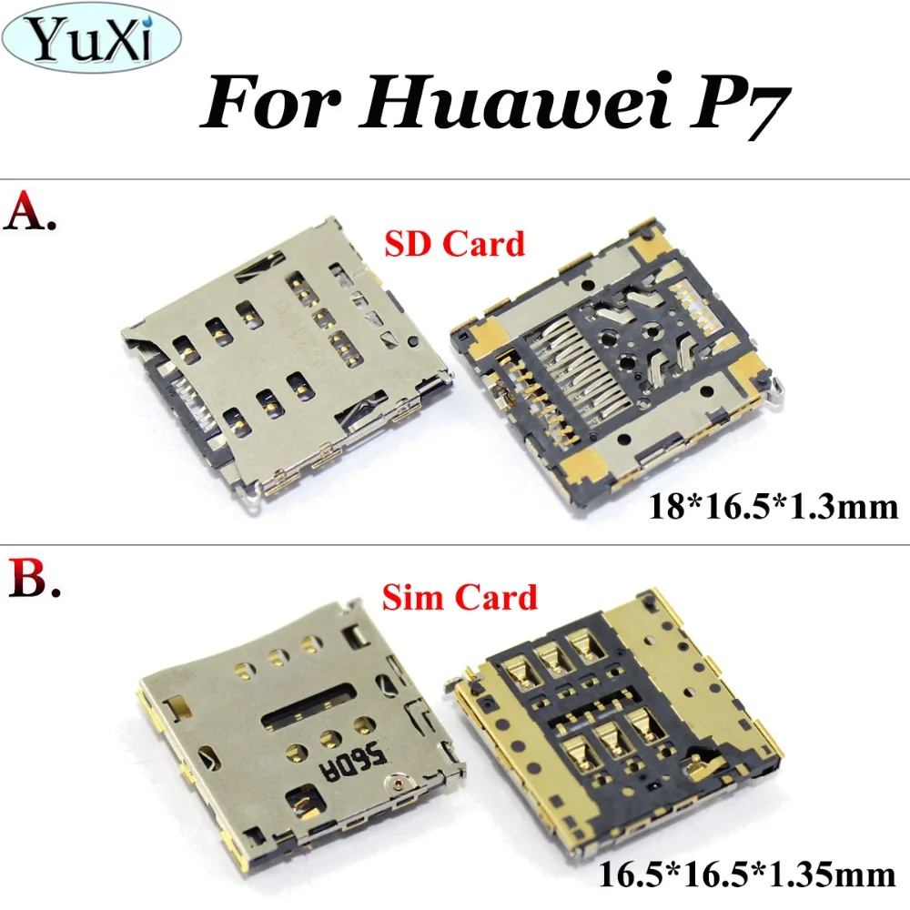 

YuXi For huawei P7 MATE7 C199 G7 G760 P8 Lite GRA-UL00 CL00 P8 MAX sim card slot SD TF card slot Repair Parts