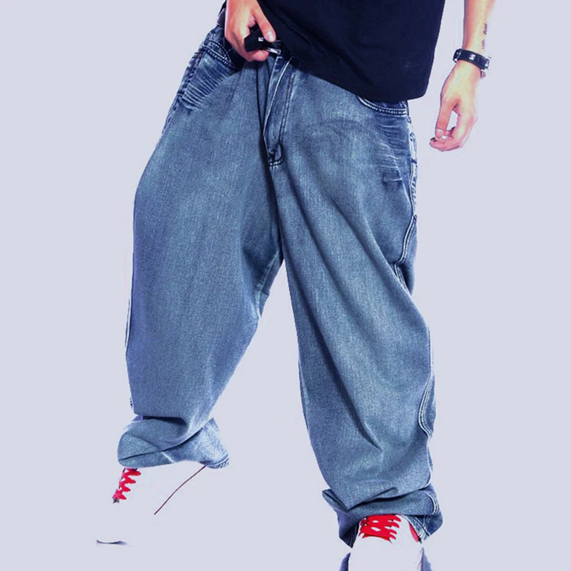 Men Retro Baggy Jeans Vintage Garment Washed Denim Pants Male Hiphop Skateboarder Jeans Letters Printed Wide Leg Jeans
