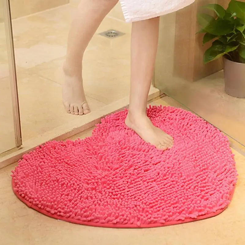 Adeeing Red Heart Love Microfiber Chenille Soft Fluffy Rug Bathroom