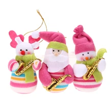 

3pcs/lot Christmas Decoration Pendants Outside Christmas Tree Hanging Ornaments Santa Claus Snowman Deer Doll for Home Deocr