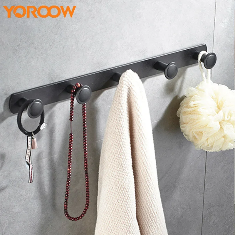 

Wall Mounted Black Chrome Bathroom Coat Hangers Towel Hooks Kitchen Doors Clothes Hat Cap Key Hook Design Modern FJ0022