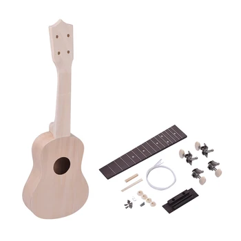 

21 Inch Ukulele DIY Kit Unfinished Ukelele Kit Basswood Body & Neck Rosewood Fingerboard & Bridge Nylon String for Ukulele Lover