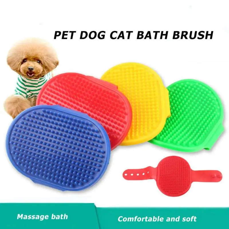 1PC Pet Dog Cat Bath Brush Comb Rubber Glove Hair Fur Grooming Massager Massage Mit Pet Shower Cat Dog Brush Random Color