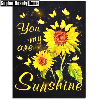 

5D Diy Diamond Painting Cross Stitch Pattern Sunflowers Full Diamond Embroidery Butterfly Diamond Mosaic Needlework Decor 192048