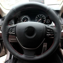 High Quality cowhide Top Layer Leather handmade Sewing Steering wheel covers protect For BMW F10 520i 528i 730Li 740Li 750Li