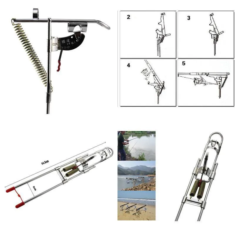 

Automatic Double Spring Angle Fishing Rod Holder Anti-Rust Steel Bracket Pole Mo